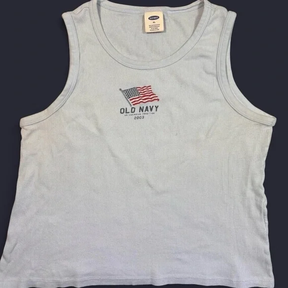 Vintage Old Navy 2003 American Flag Cotton Tank Top Women’s XL Y2K Summer - Picture 5 of 6